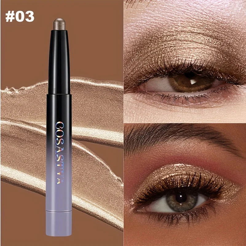 Brown Neutral Metal Eye Shadow Stick, Magic Color Cream Shimmer Crayon, Eye Whitening Stick, Highlight Pen, Eyeliner Pen