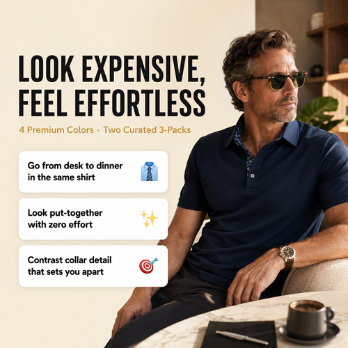 AuraFiber™ 3-Pack Breathable Polo Shirts